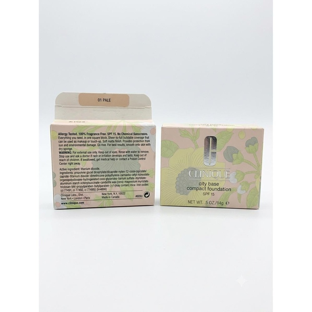 Clinique City Base Compact Foundation SPF 15 Shade 01 Pale Discontinued Vintage